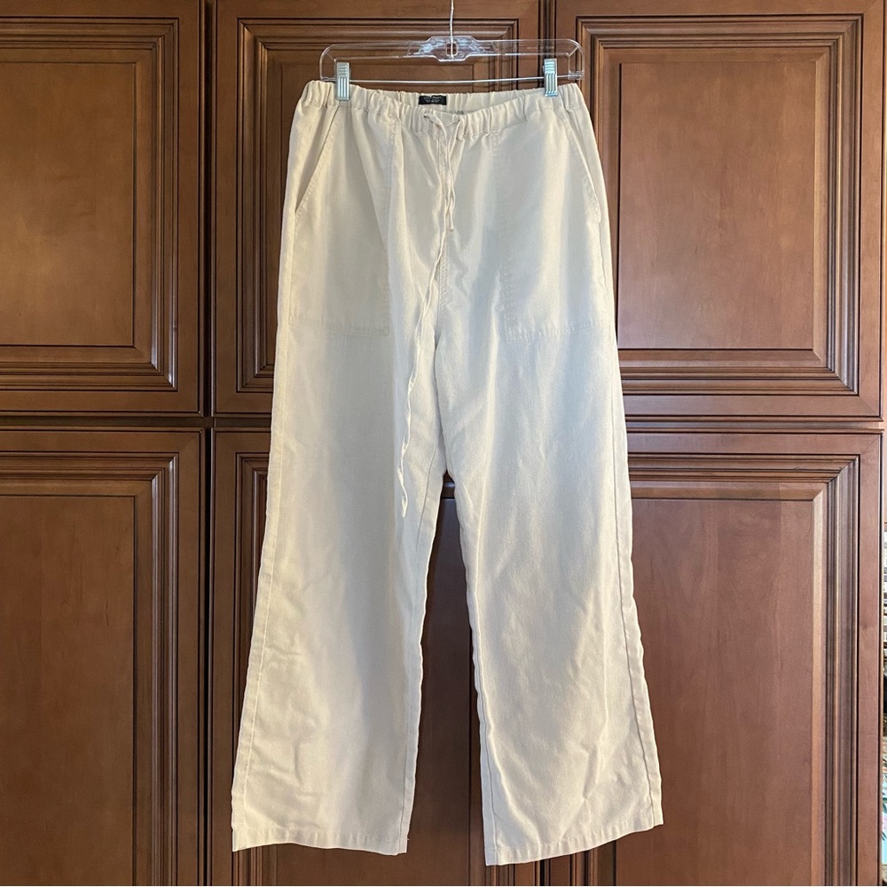 Tan Drawstring Linen Pants